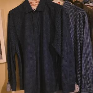 Classic Navy Blue Polka Dot Men's Dress Shirt